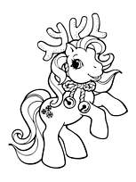 coloriage petit poney renne de noel